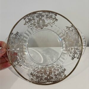 Vintage glass plate dish tray many uses trinket dish serving plate 7” diameter